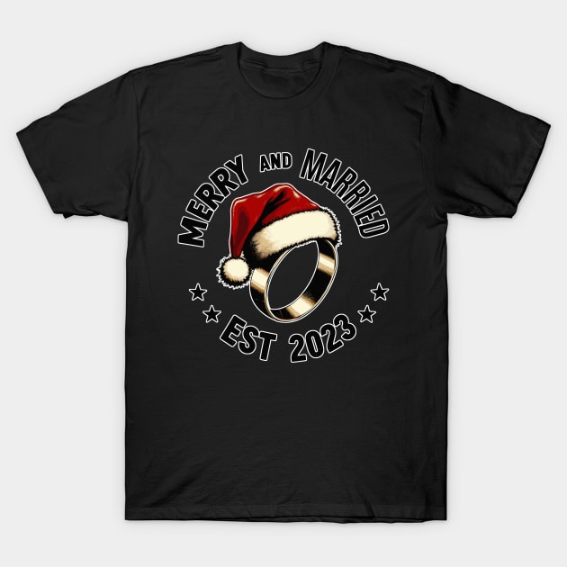 Funny Merry and married est 2023 T-Shirt by TomFrontierArt